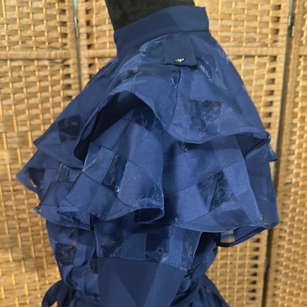 Elegant Blue Ruffled Women's Top - Picture 4 of 13